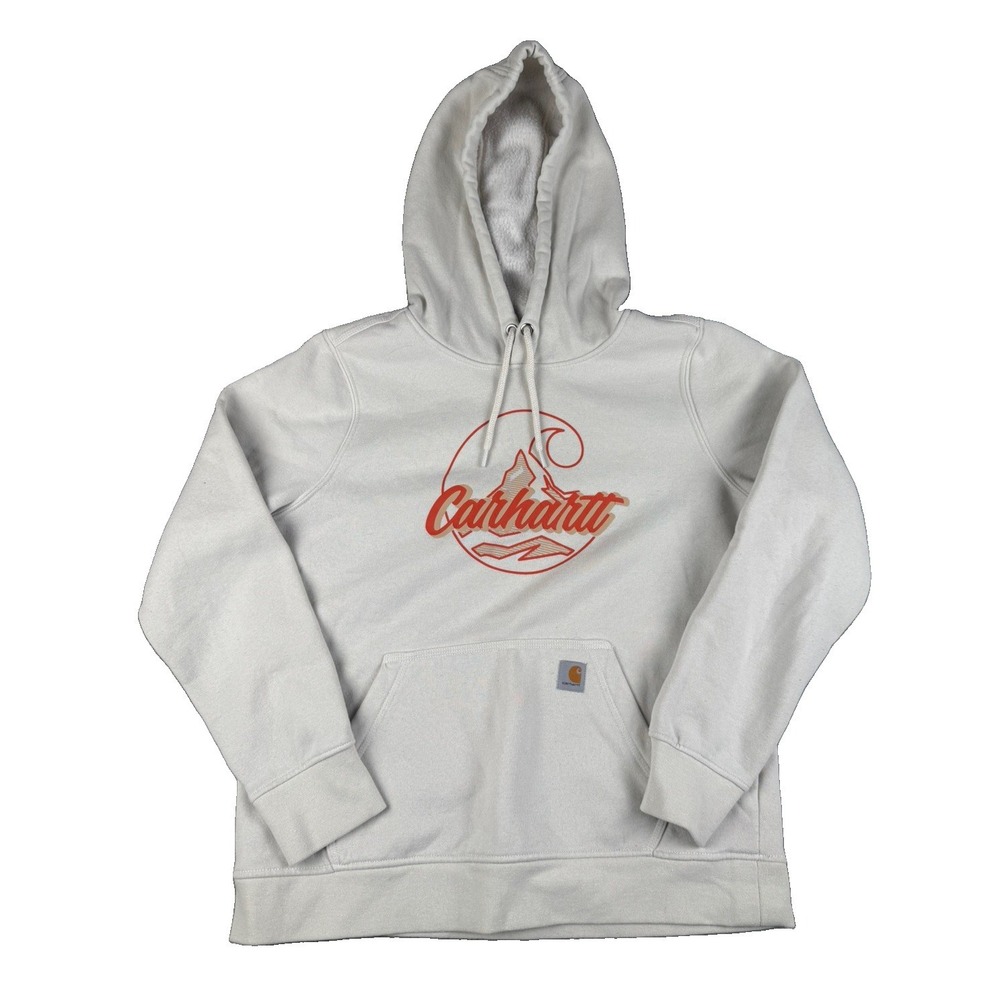 Carhartt Boys Large 12-14 Hoodie Relaxed Fit Graphic Pullover Sweatshirt Gray